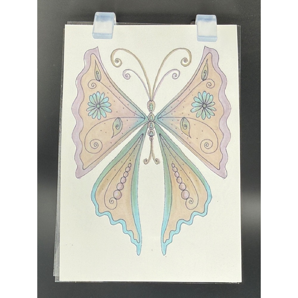 Large Whimsical Butterfly Clear Stamp Floral Swirls Card Making Scrapbooking Art